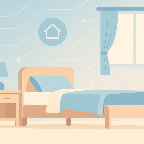 Illustration of Olyveil technology in a care home room